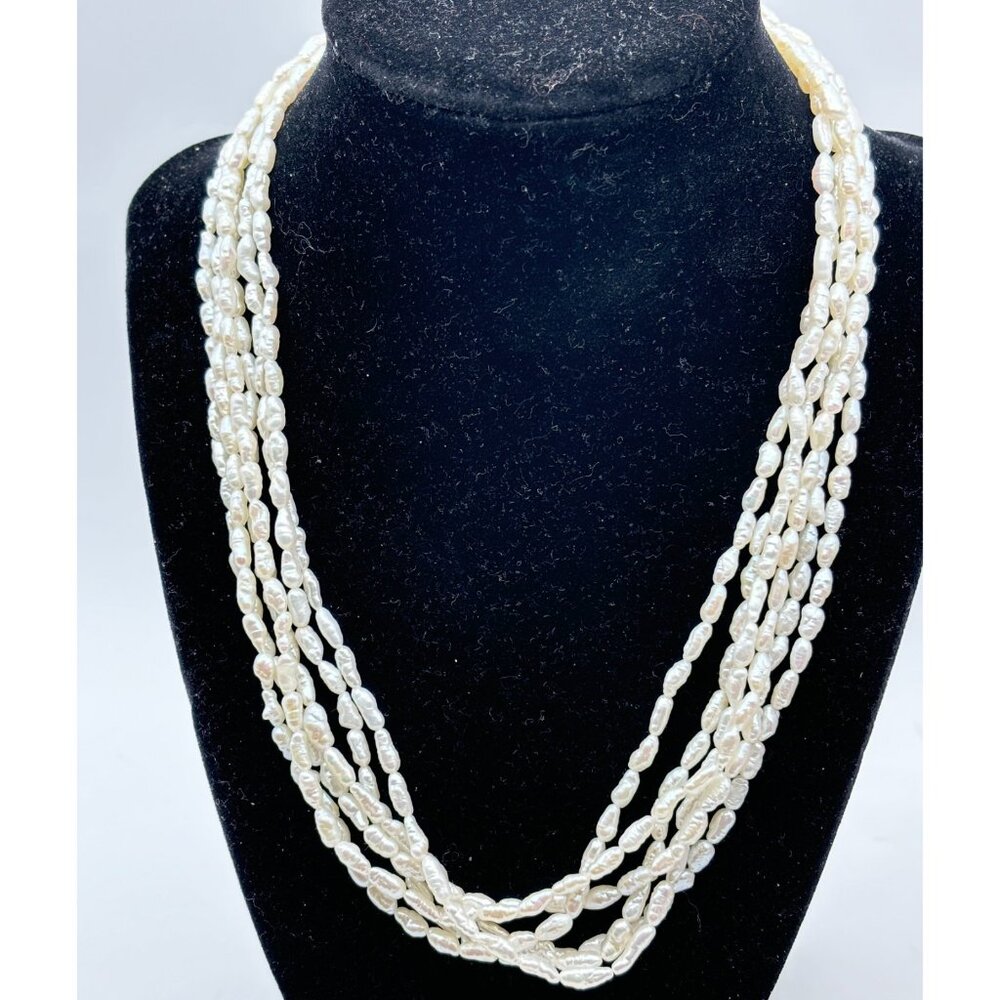 Vintage 6-Strand Freshwater Cultured Rice Pearl Necklace 18"